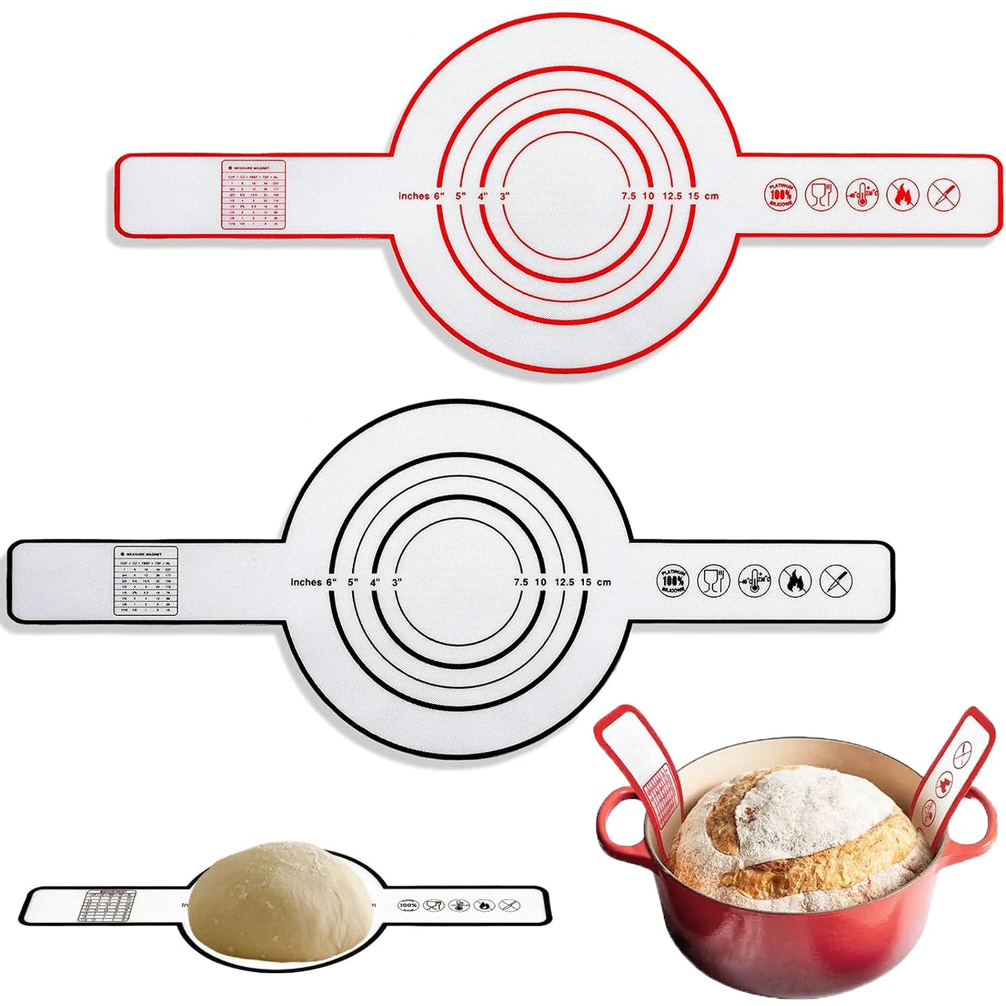 Silicone Bread Sling for Dutch Oven, Reusable Baking Mat with Long