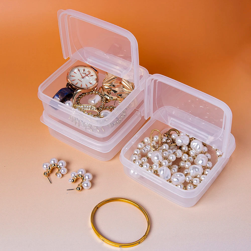 1PC Transparent plastic flip storage box, square PP box, small items,