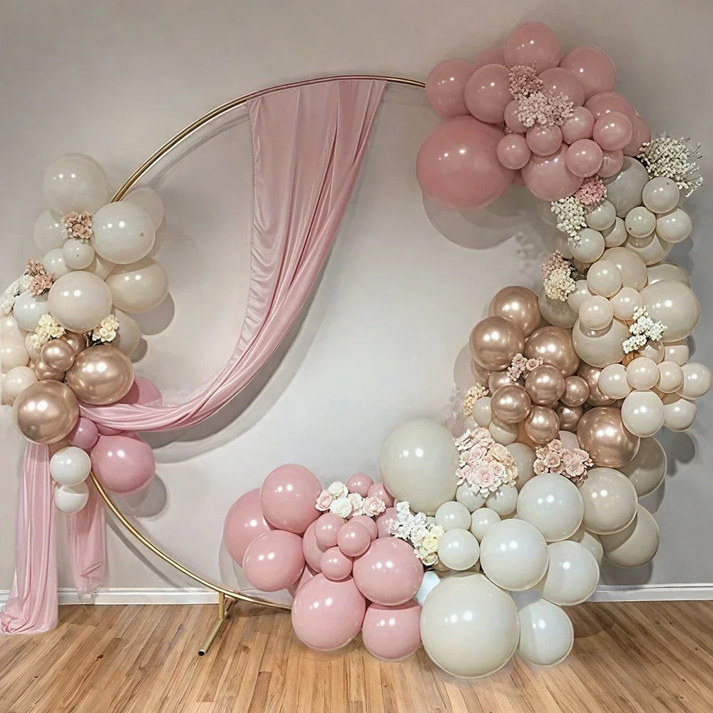 32/52/62pcs Macaron Pink Retro Sand White Champagne Golden Balloons