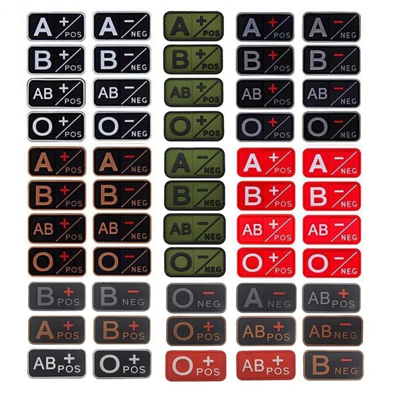 Small Patch with Hook,PVC Blood Type A B AB O POS NEG Emblemen,Patches