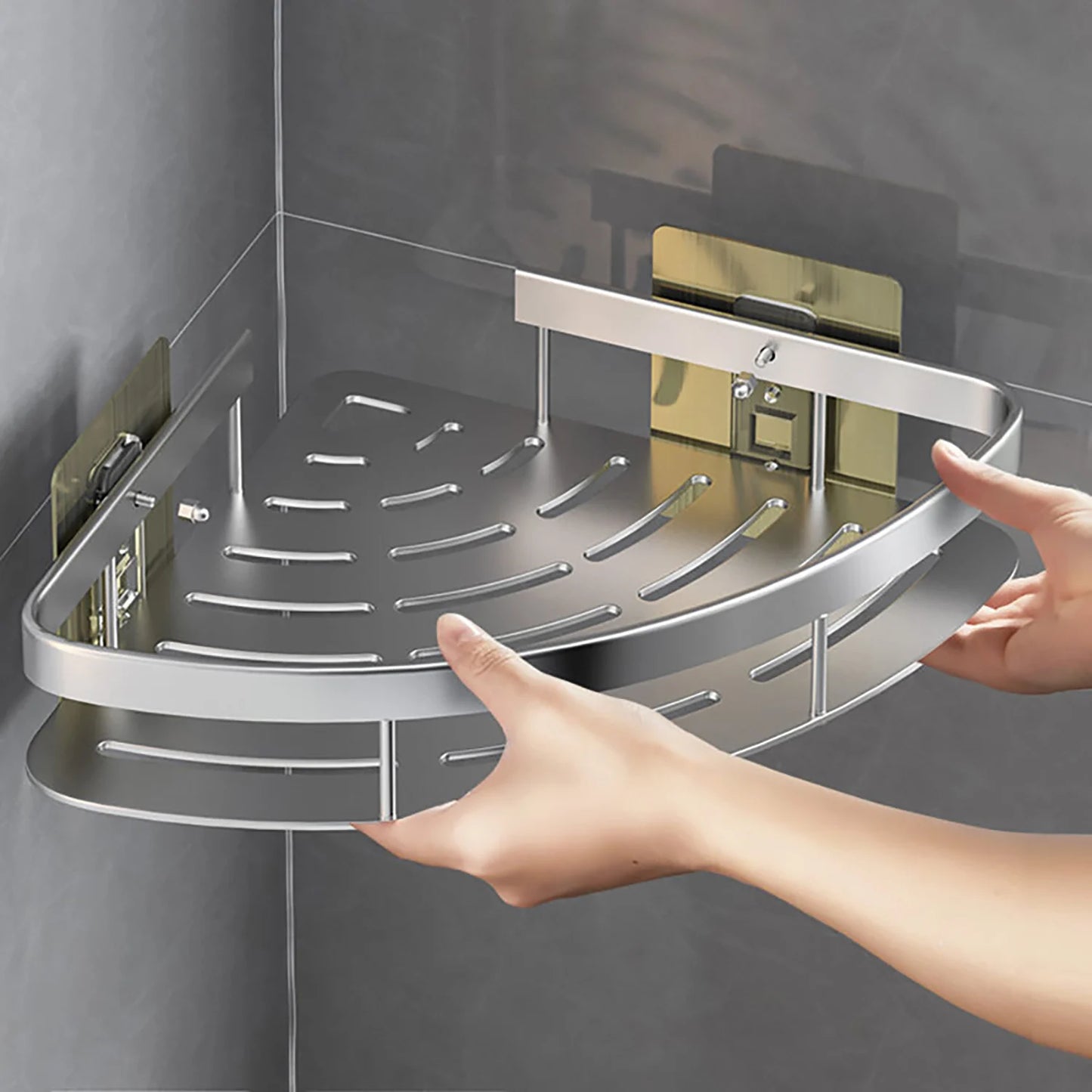 Wall Hanging Corner Rectangular Rack Bathroom Shelf Towel Rack Shelves