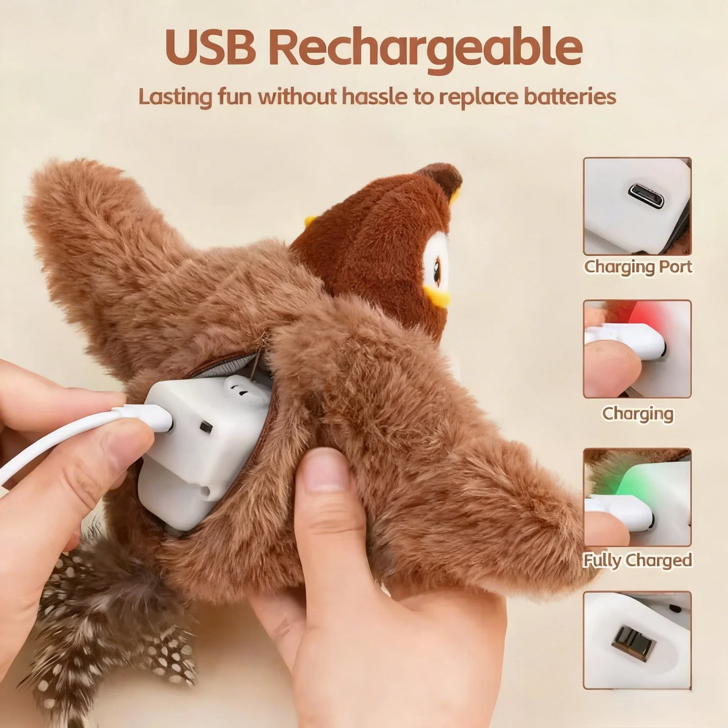 Hot Simulated Bird Cat Toy Interactive Toys Dog Rechargeable Chirping