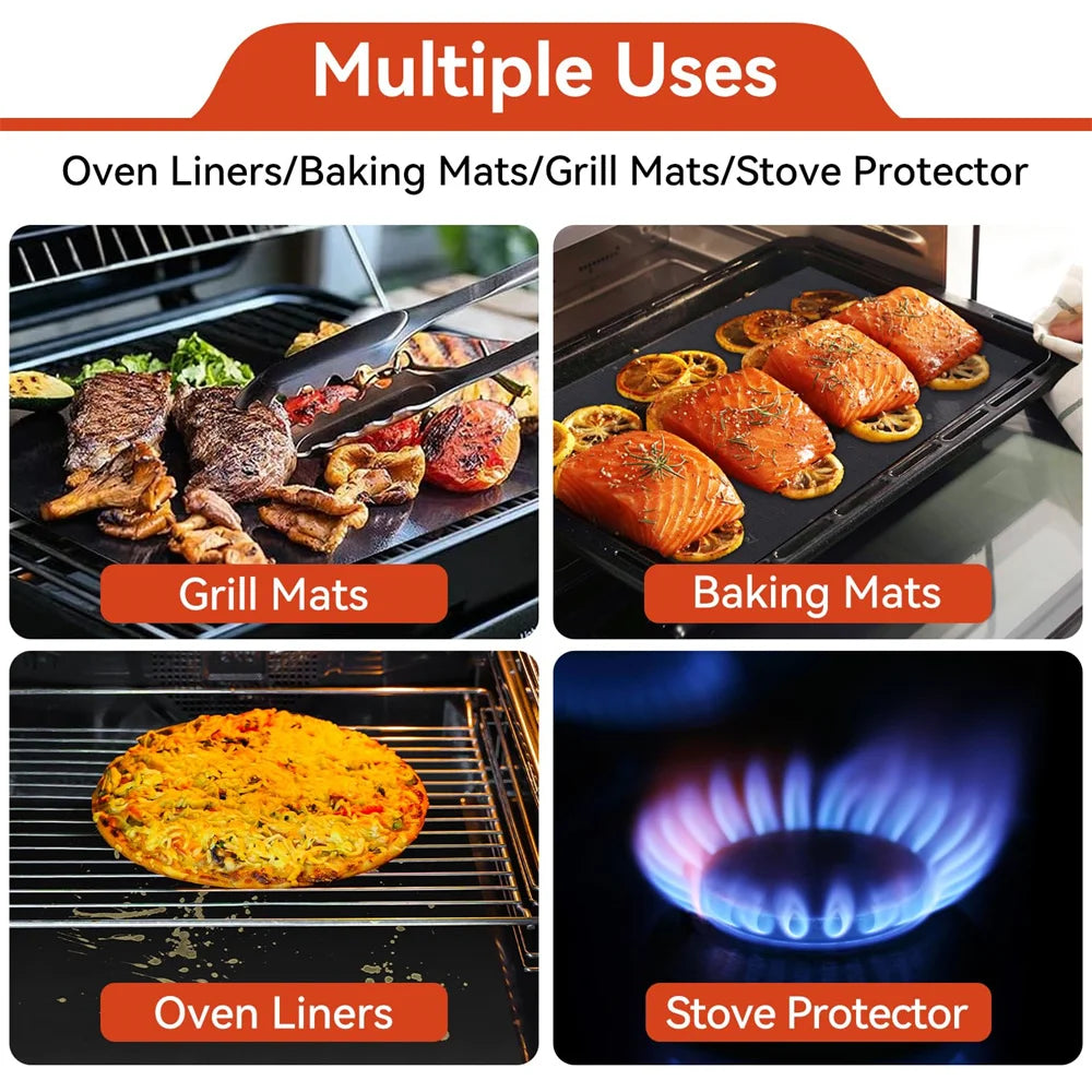 Oven Liners for Bottom of Electric Gas Oven Reusable Non-Stick Teflon