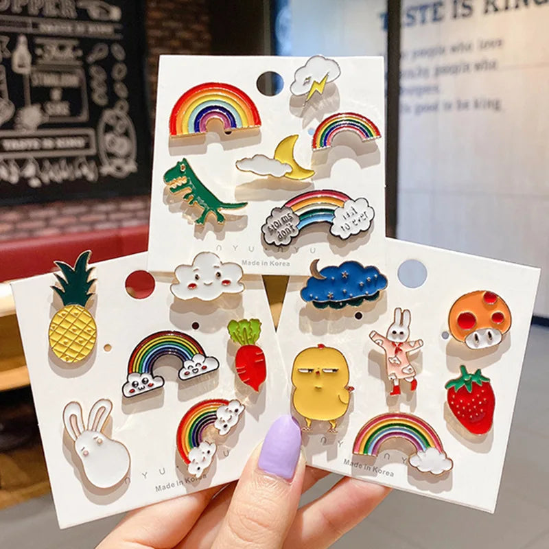10-100Pcs Enamel Badges Pins Diversity Random Brooches Icons Plants