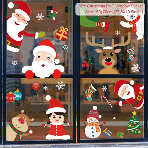 Christmas Window Stickers Merry Christmas Decorations for Home 2025