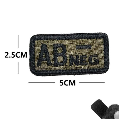 5*2.5CM Small Patch with Hook and Loop Blood Type A B AB O POS NEG