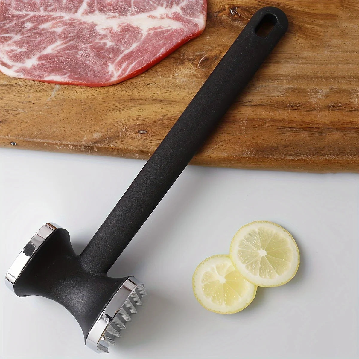 Heavy Duty Kitchen Meat Tenderizer Hammer with Rubber Grip, Stainless