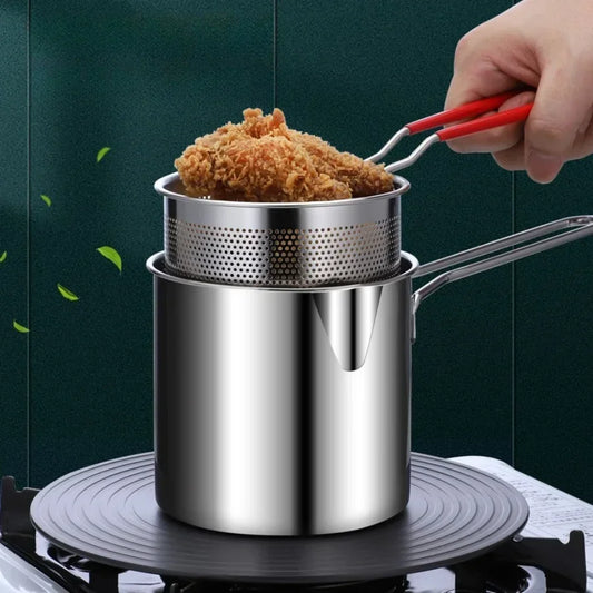Stainless Steel Deep Fryer With Frying Basket Multifunctional Small