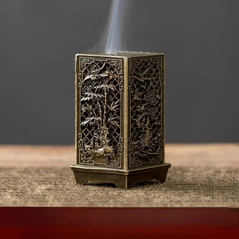 Square Vertical Incense Burner Small Xiangyun Alloy Incense Holder