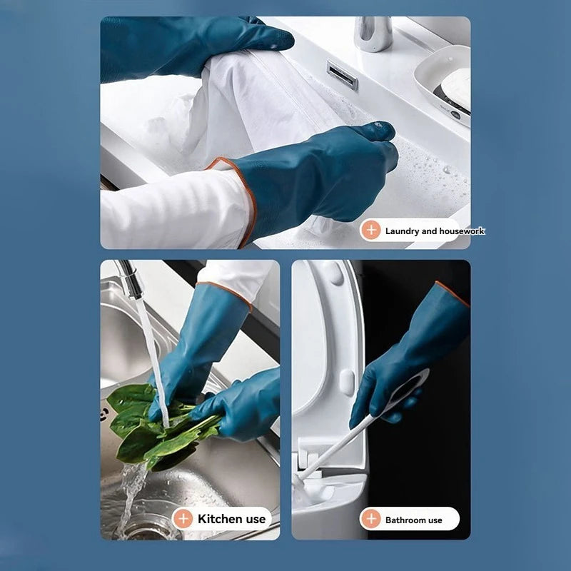 2/4 Pairs Waterproof Gloves with Fleece Thicked Cleaning Gloves