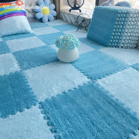 30*30CM Soft Plush Children Kids Rug Play Mat Puzzle Carpet Warm