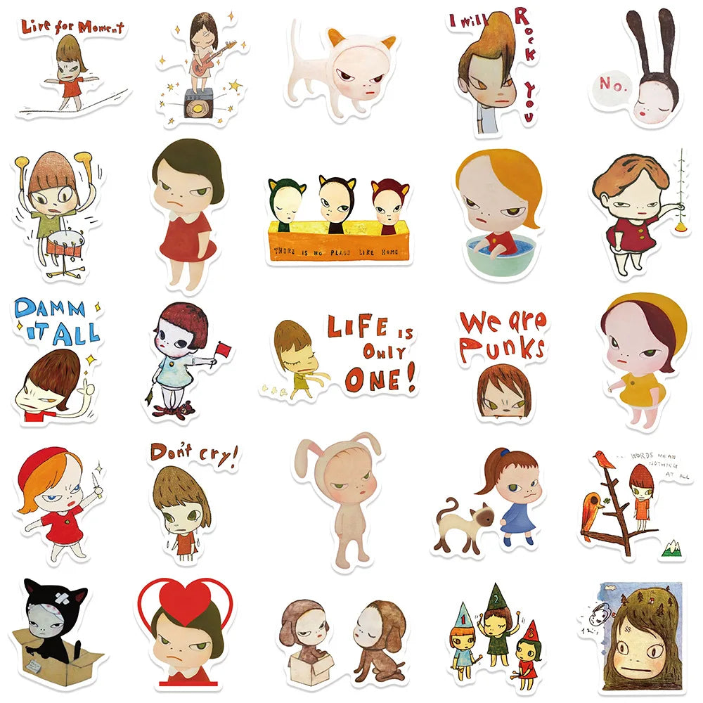 50PCS Japan Nara Yoshitomo Stickers Cute Decal Laptop Motorcycle