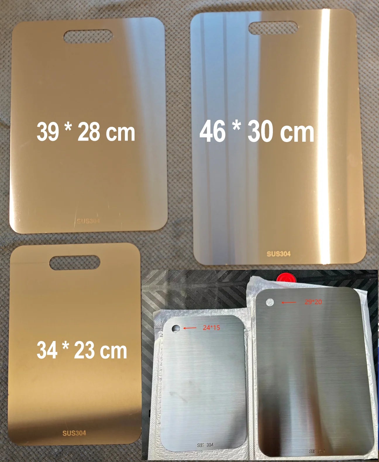 5 Size 304 Stainless Steel Thickened Cutting Board Antibacterial