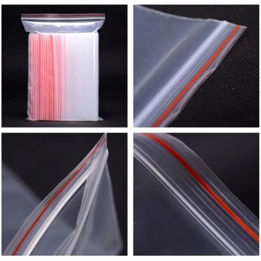 100 Pcs/Pack 5-12 Wire Self Seal Clear Plastic Poly Resealable Ziplock