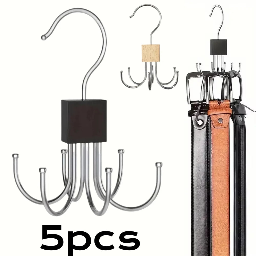 1/5pcs 360° Rotating Storage Hanger Hook Multi-Claw Bag Metal Belts