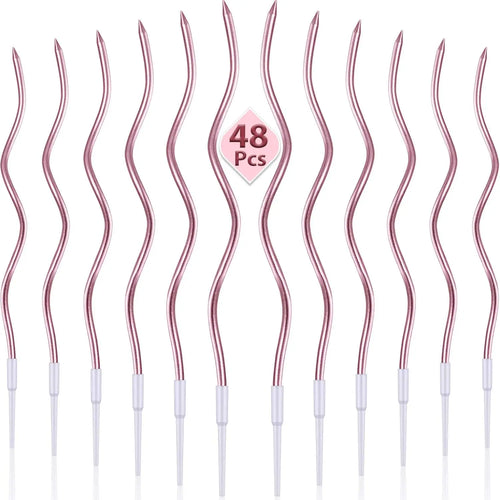 6/12/48pcs Birthday Candles Spiral Cake Candles  Long Thin Cake