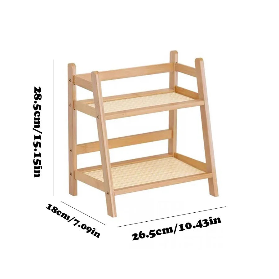 Countertop Organizer 2 Layer Coffee Cup Holder Multipurpose Bamboo