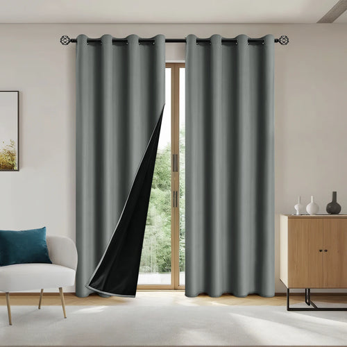 1panel Solid 100% Blackout Curtains with Grommets, Total Privacy
