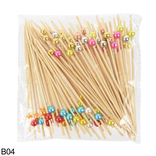 100Pcs Disposable Bamboo Skewers Food Picks Buffet Cupcake Fruit