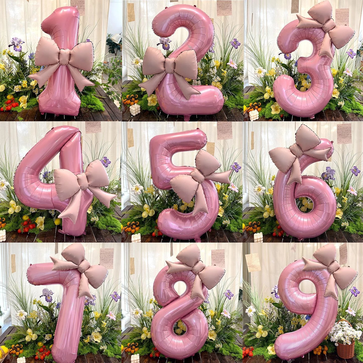 40inch Pink Digital Bowknot Bow Aluminum Foil Balloons for Girls