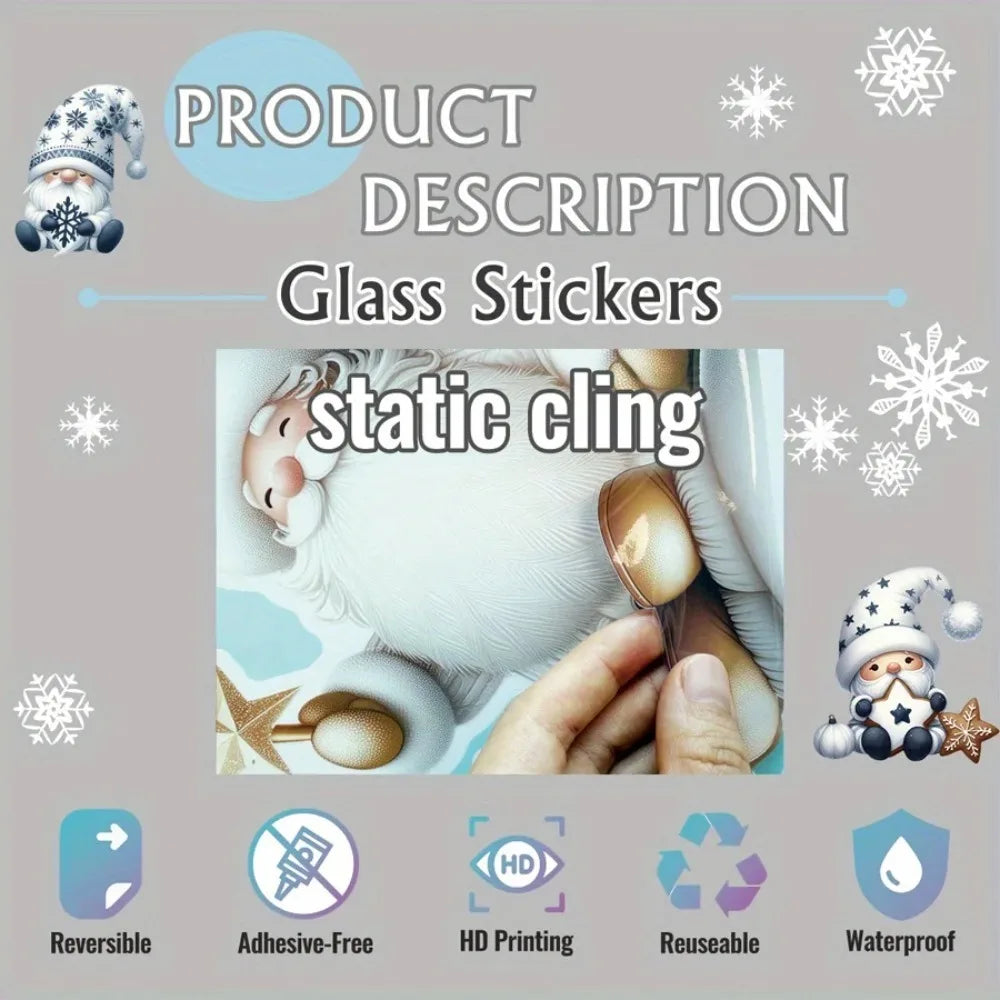 1. A Christmas Santa glass sticker - removable static electricity
