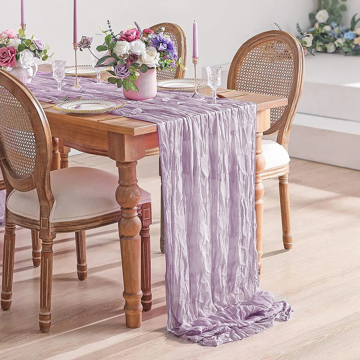 Semi-Sheer Gauze Table Runner Sage Cheesecloth Table Setting Dining