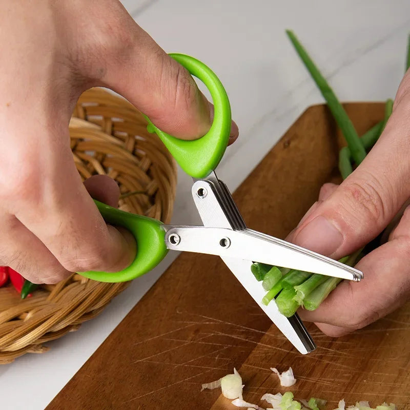 Multi-functional Stainless Steel 3/5 Layer Kitchen Scissors Pepper