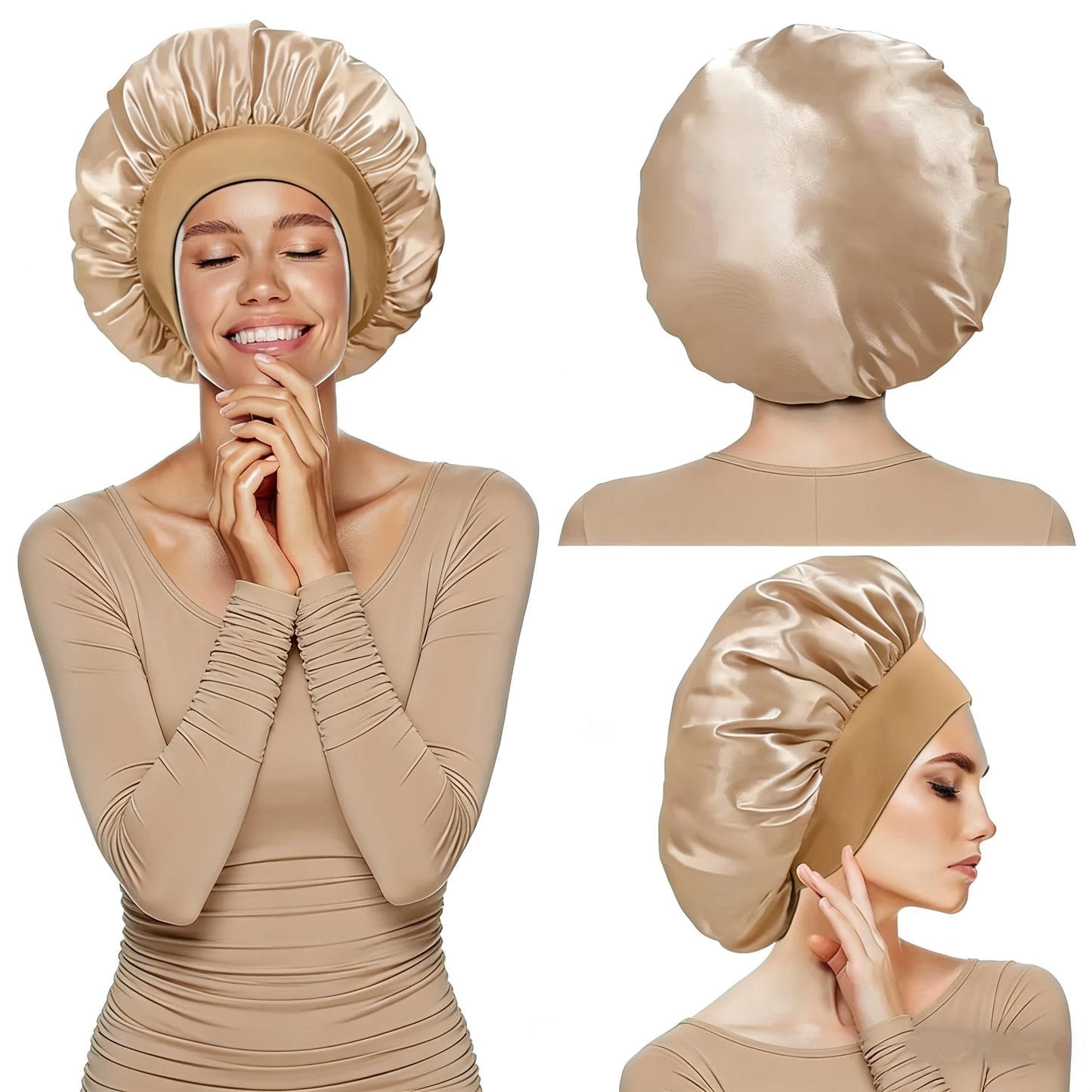 Bonnet Sleeping Cap Nightcap High Elastic Wide Brim Satin Night Hat