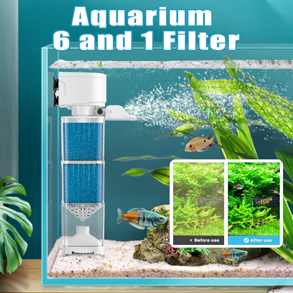 Aquarium Filter Pump Fish Tank Submersible Silent Air Oxygen Aerator