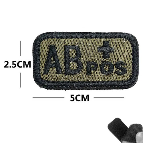 5*2.5CM Small Patch with Hook and Loop Blood Type A B AB O POS NEG