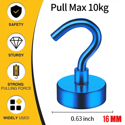 3/6Pcs Magnetic Hooks Heavy Duty, 25 LBS Strong Magnets with Metal