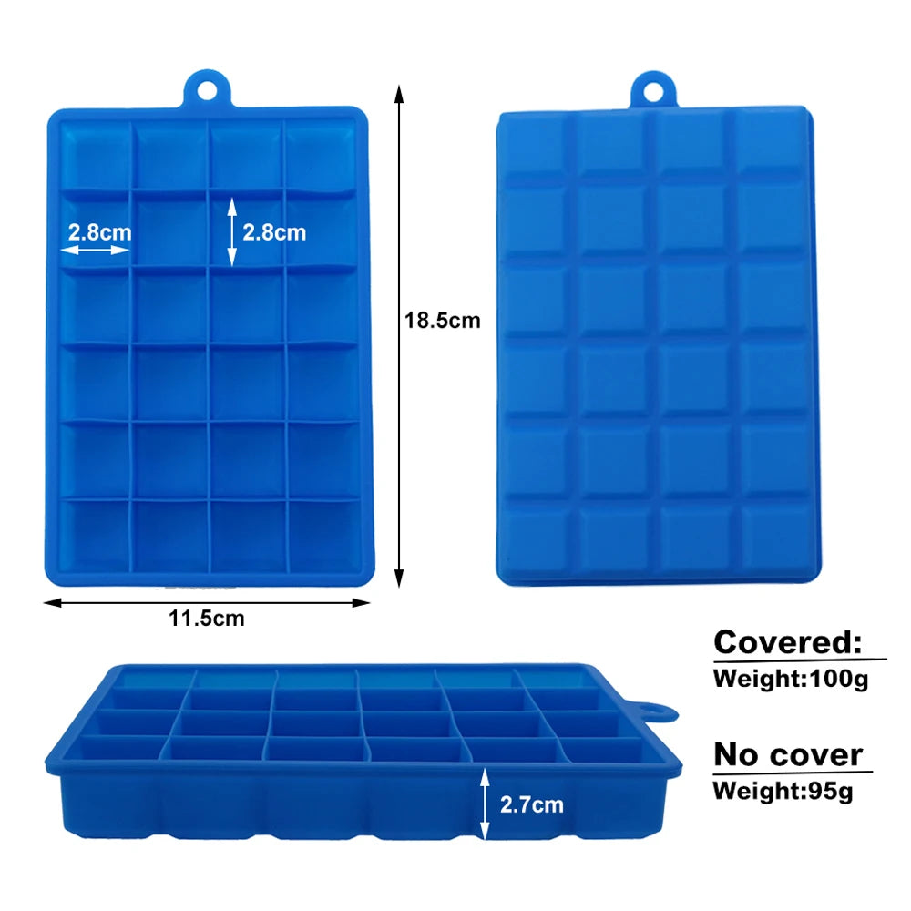 With Lid /No Lid 24-hole Silicone Ice Tray Square Box Auxiliary Food