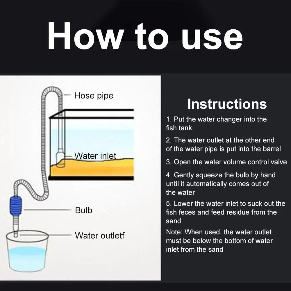 Aquarium Siphon Fish Tank Syphon Vacuum Gravel Water Filter Cleaner