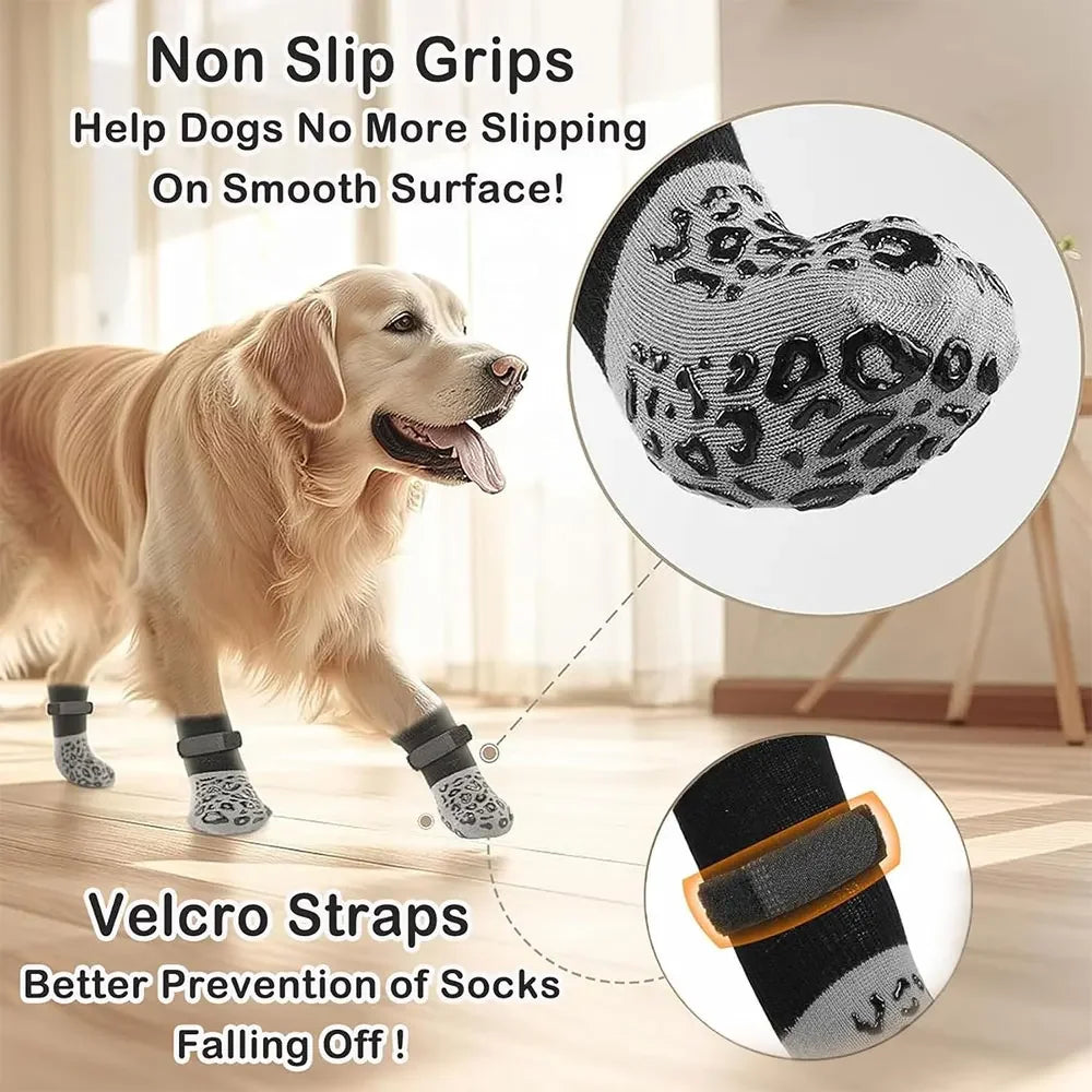 4pcs Dog Paw Protectors Anti-Slip Boots with Traction Control