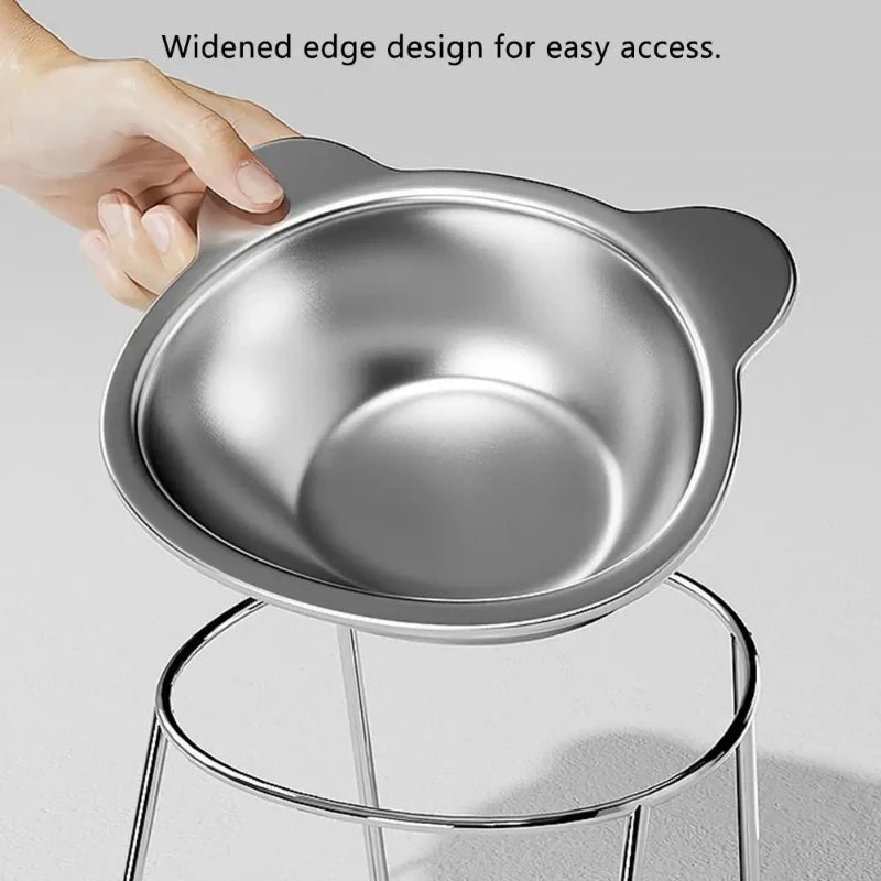 ‌304 Stainless Steel Raised Cat Bowl with 15° Elevated Design Tilted