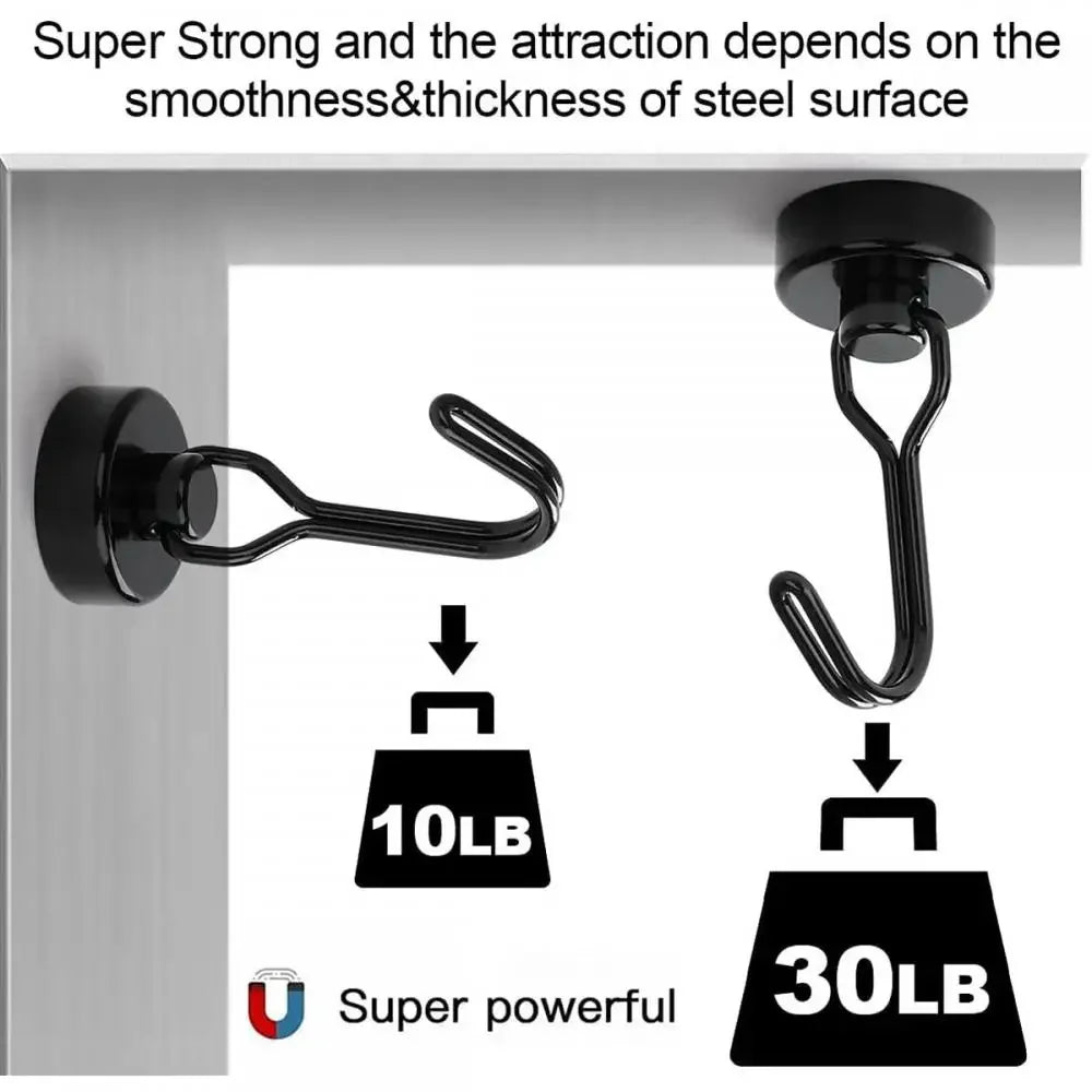 Heavy 1/2/4/8Pcs Duty Magnetic Hooks Strong Neodymium Magnet Hook
