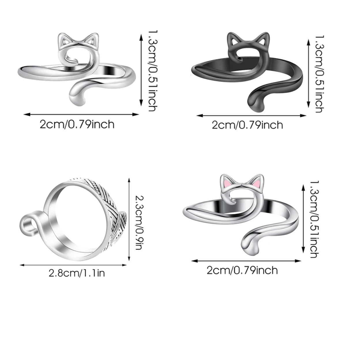 2pcs Adjustable Knitting Crochet Loop Ring Knittied Yarn Guide Finger