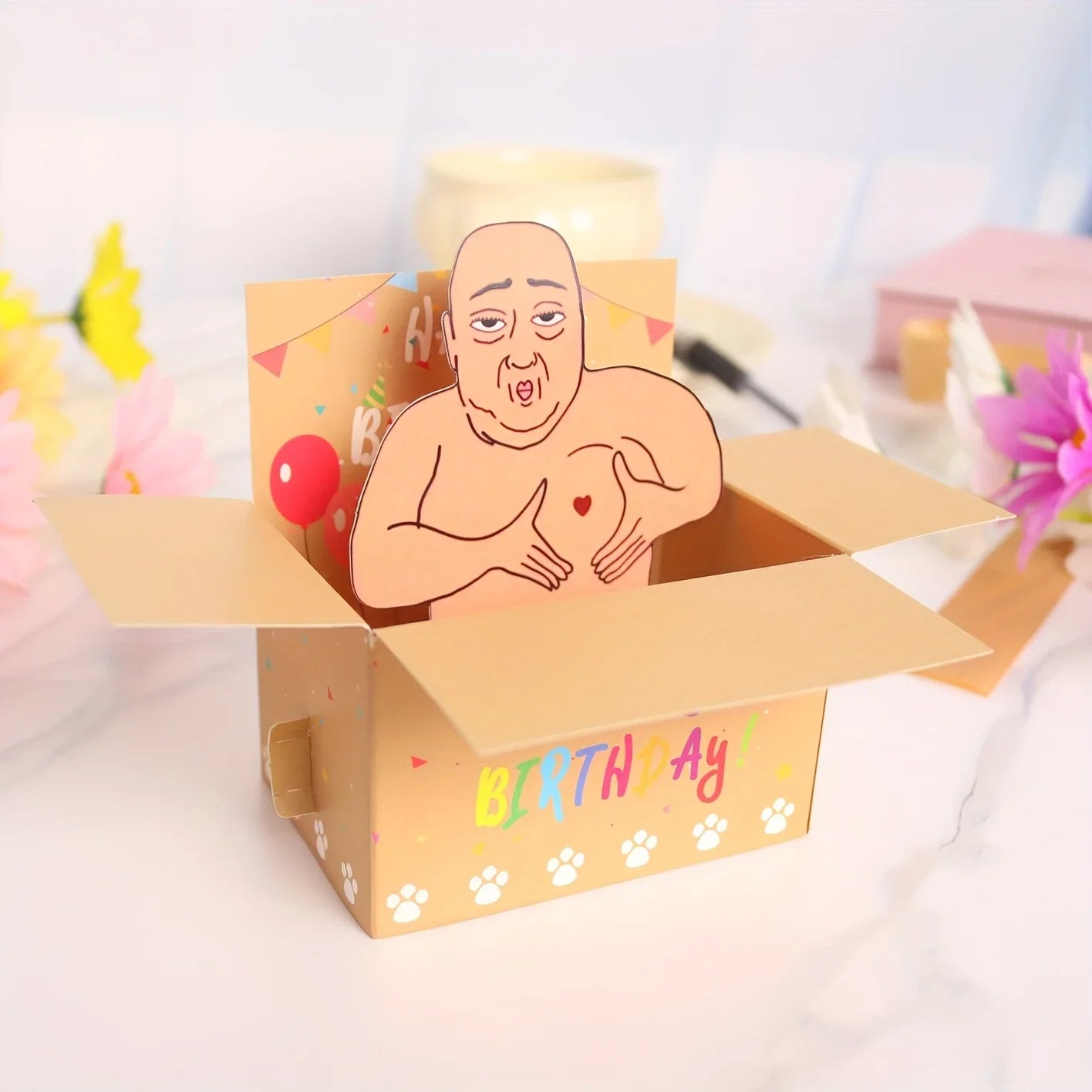 1pc Hilarious Happy Birthday Pop-Up Card - Humorous 3D Character