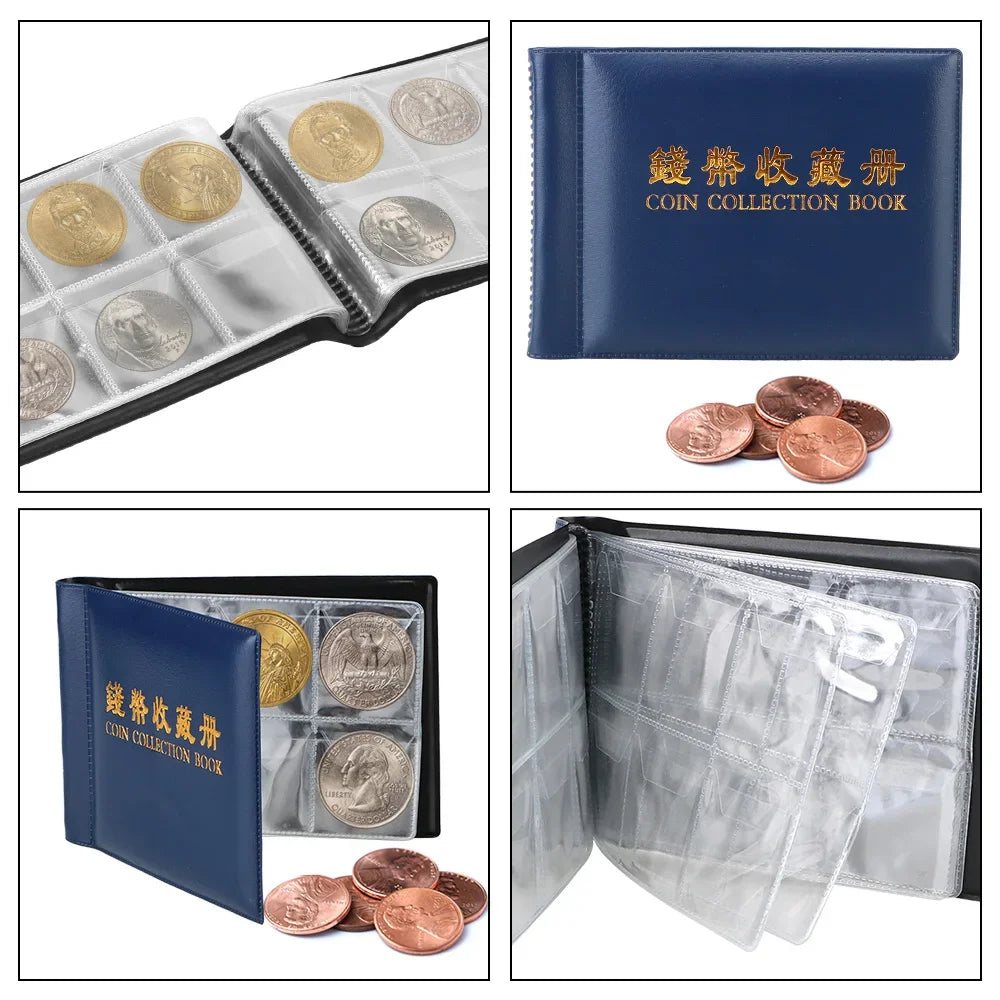 HWZXYXGS 120/60 Pockets Artificial PU Leather Coins Collection Album