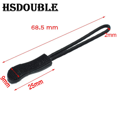 10 Pcs/Pack Zipper Pulls Cord Ends Strap Lariat Black For Apparel
