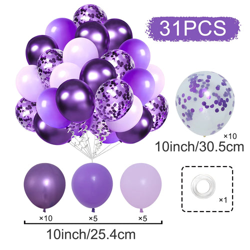 31/36/37/51/101Pcs Metallic Balloons Pearl White Latex Balloon Gold