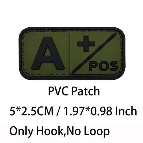 Small Patch with Hook,PVC Blood Type A B AB O POS NEG Emblemen,Patches