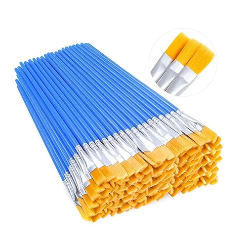 50Pcs Painting Brushes Set Art Round Flat Hair Nylon Hair Paint Brush