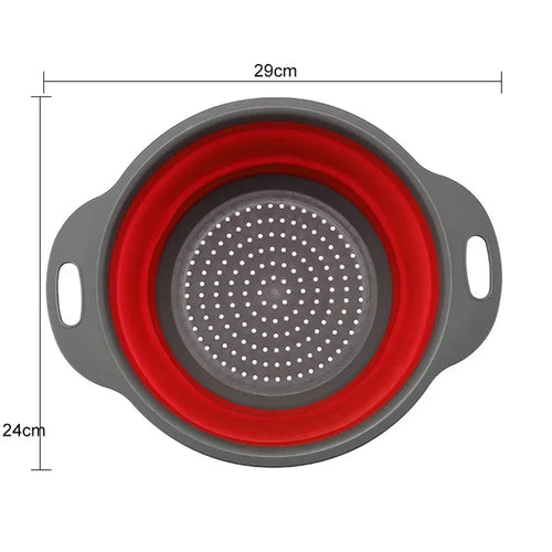 1/2pcs Silicone Round Folding Vegetable Fruits Washing Drain Basket