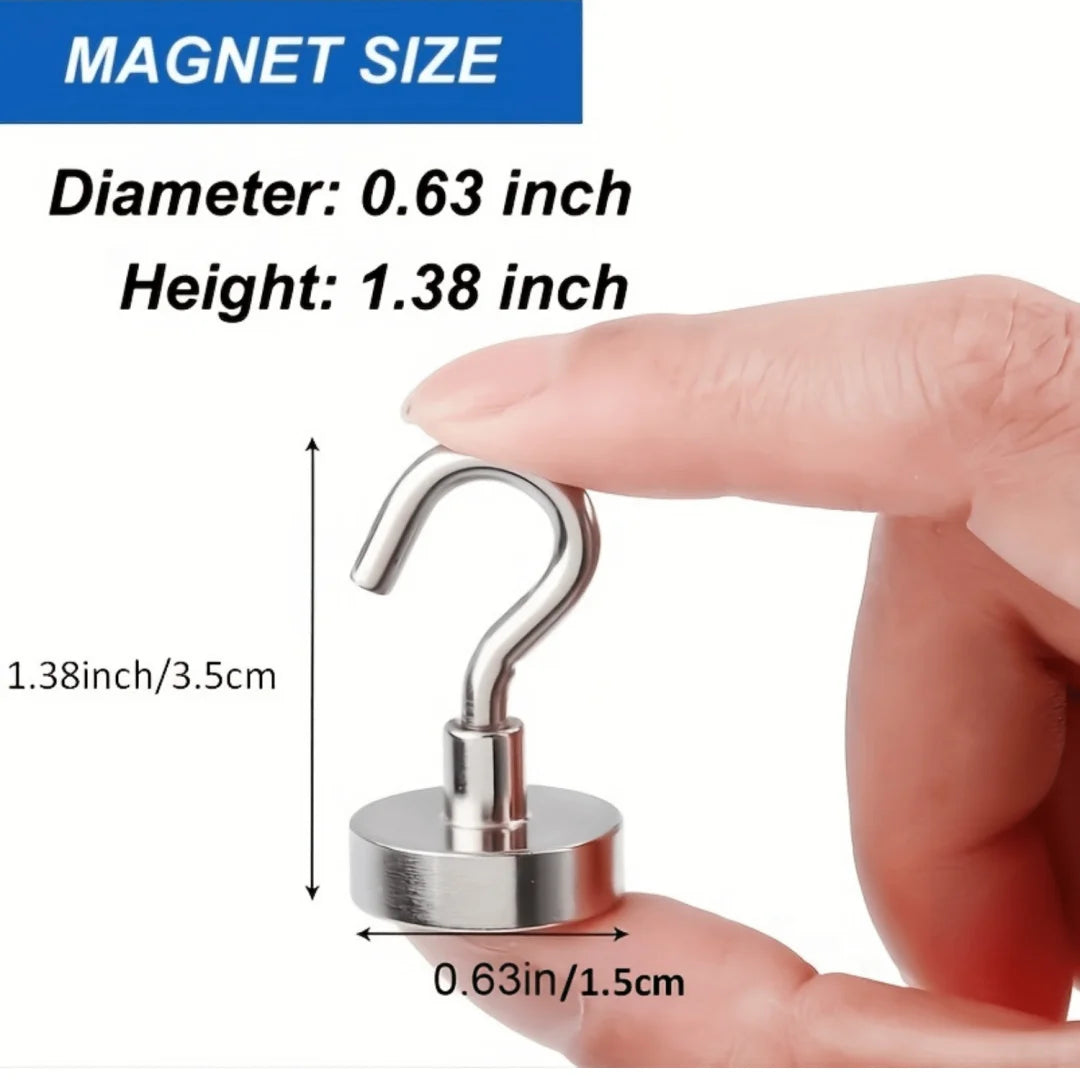 3/6Pcs Magnetic Hooks Heavy Duty, 25 LBS Strong Magnets with Metal