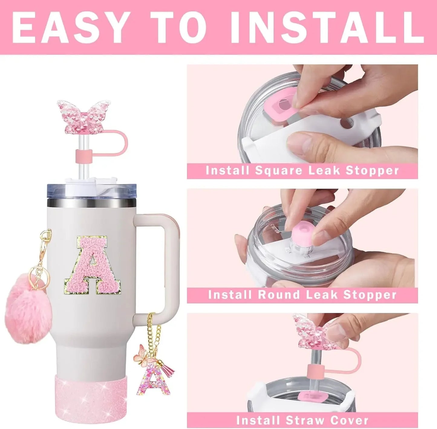 9PCS Cup Accessory Set for Stanley 30oz 40oz Butterfly Straw Cover Cap