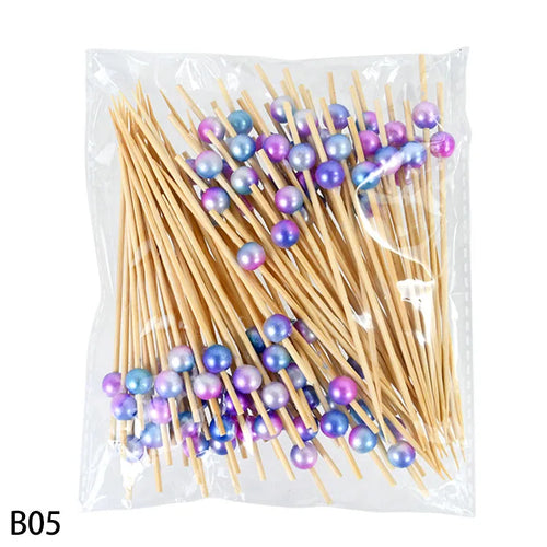 100Pcs Disposable Bamboo Skewers Food Picks Buffet Cupcake Fruit