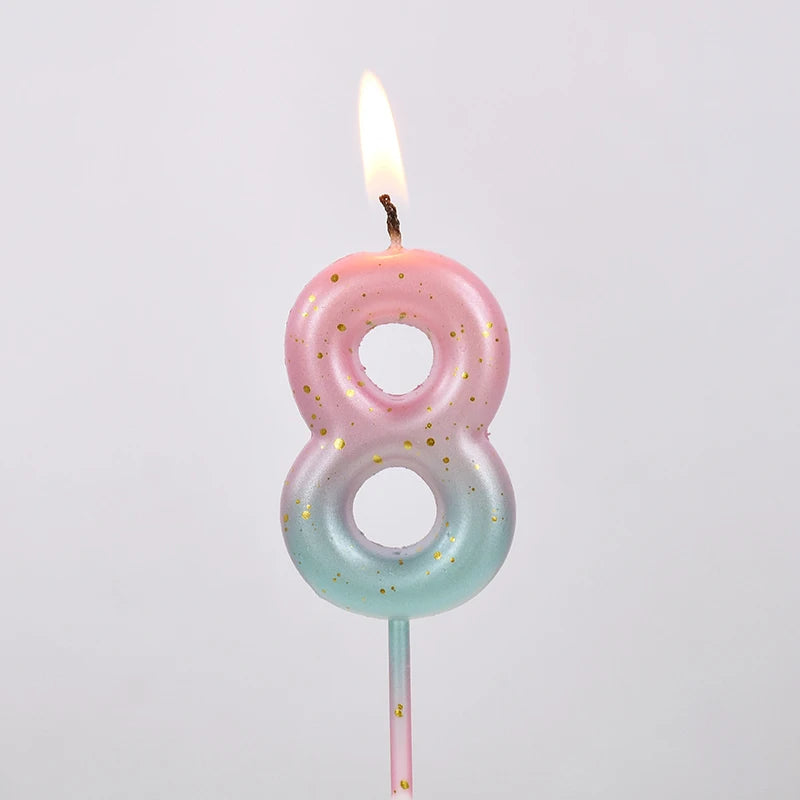 Happy Birthday Cake Decorated Interstellar Digital Colorful Candle