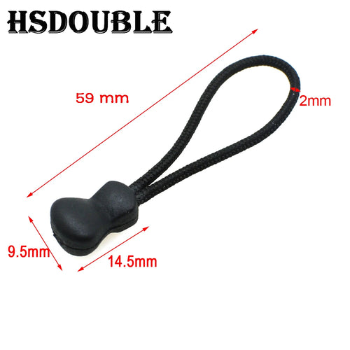 10 Pcs/Pack Zipper Pulls Cord Ends Strap Lariat Black For Apparel