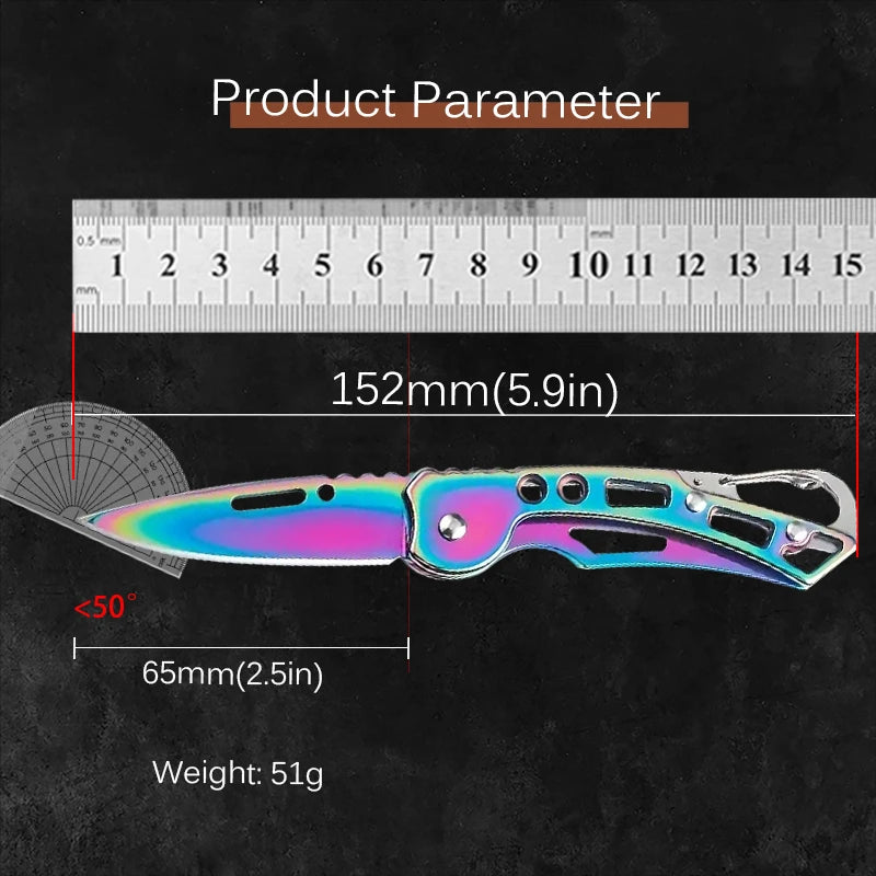Folding Fruit Knife, Stainless Steel Outdoor Knife with Non-slip